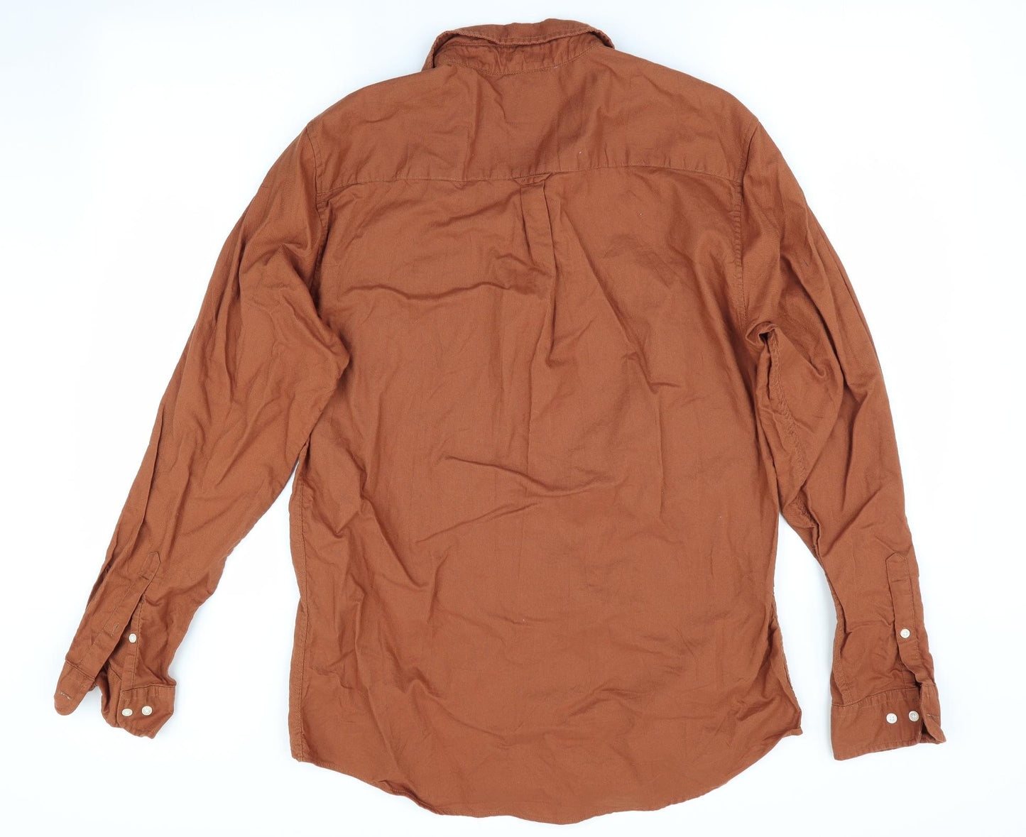 Florence and Fred Mens Brown    Button-Up Size M