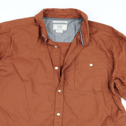 Florence and Fred Mens Brown    Button-Up Size M