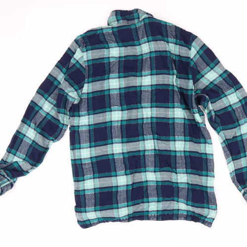 Marks and Spencer Womens Blue Check   Pyjama Top Size 12  - Subtle shimmer effect