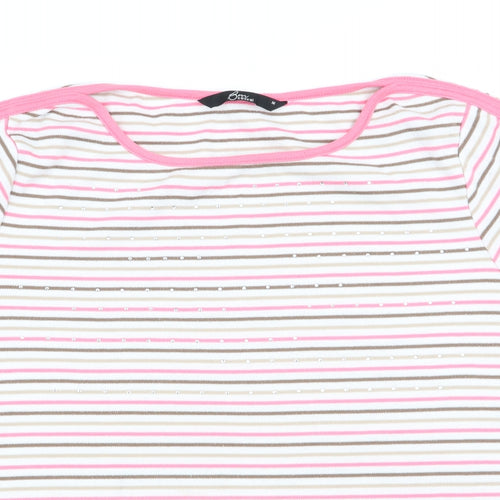 BM Casual Womens Pink Striped  Tunic T-Shirt Size M