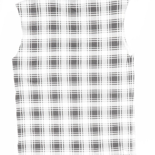 Another Influence Womens Black Check  Basic T-Shirt Size S  - Longline T-Shirt