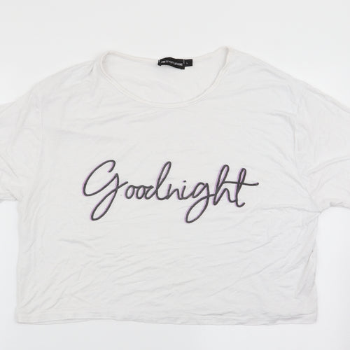 Pretty Little Thing  Womens White Solid   Pyjama Top Size L  - Goodnight