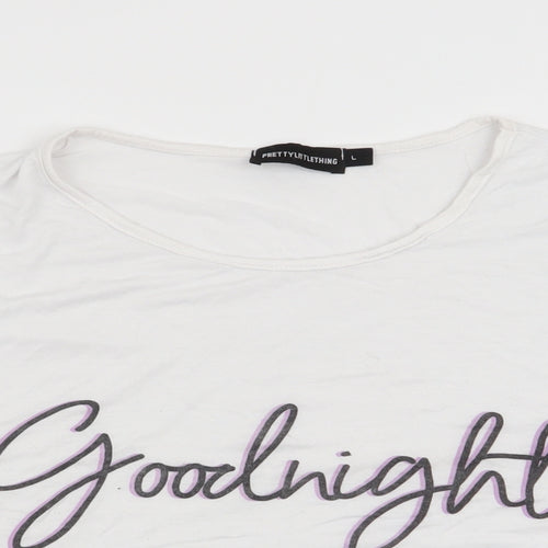 Pretty Little Thing  Womens White Solid   Pyjama Top Size L  - Goodnight