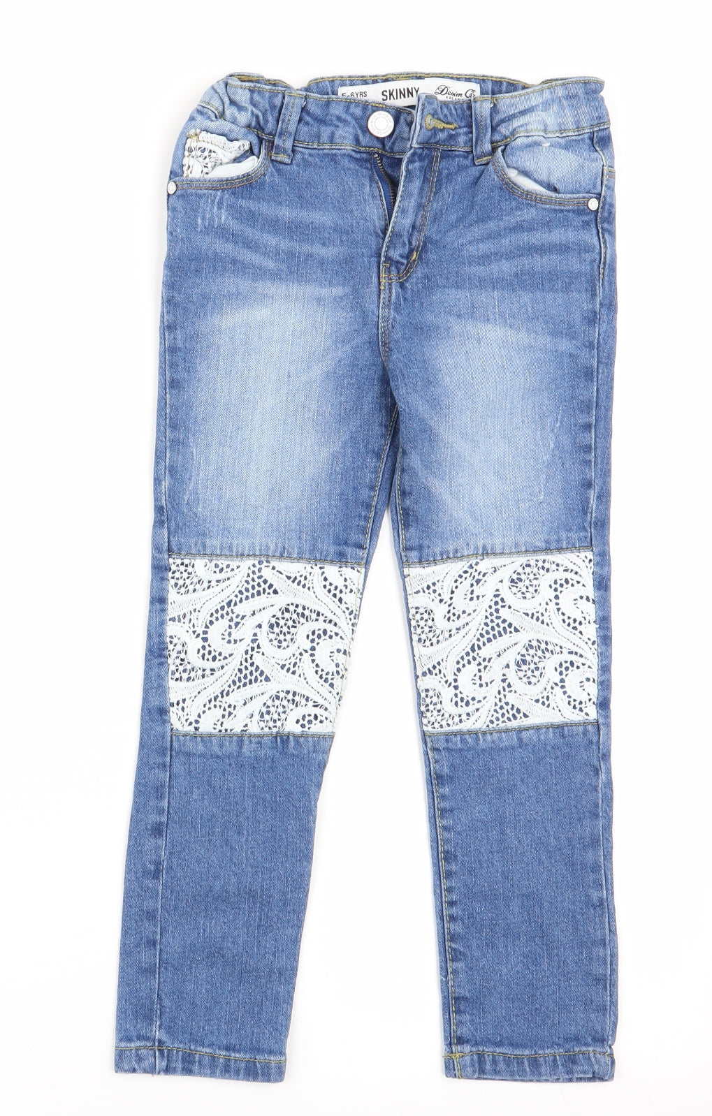Denim Co Girls Blue   Skinny Jeans Size 5-6 Years - Lace detail