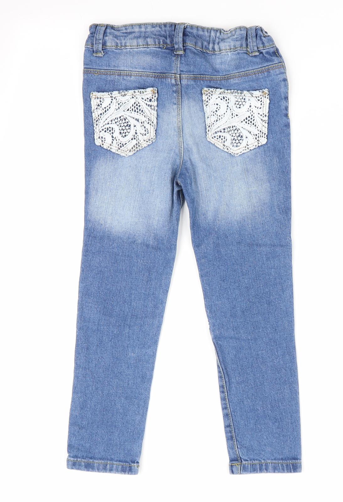 Denim Co Girls Blue   Skinny Jeans Size 5-6 Years - Lace detail