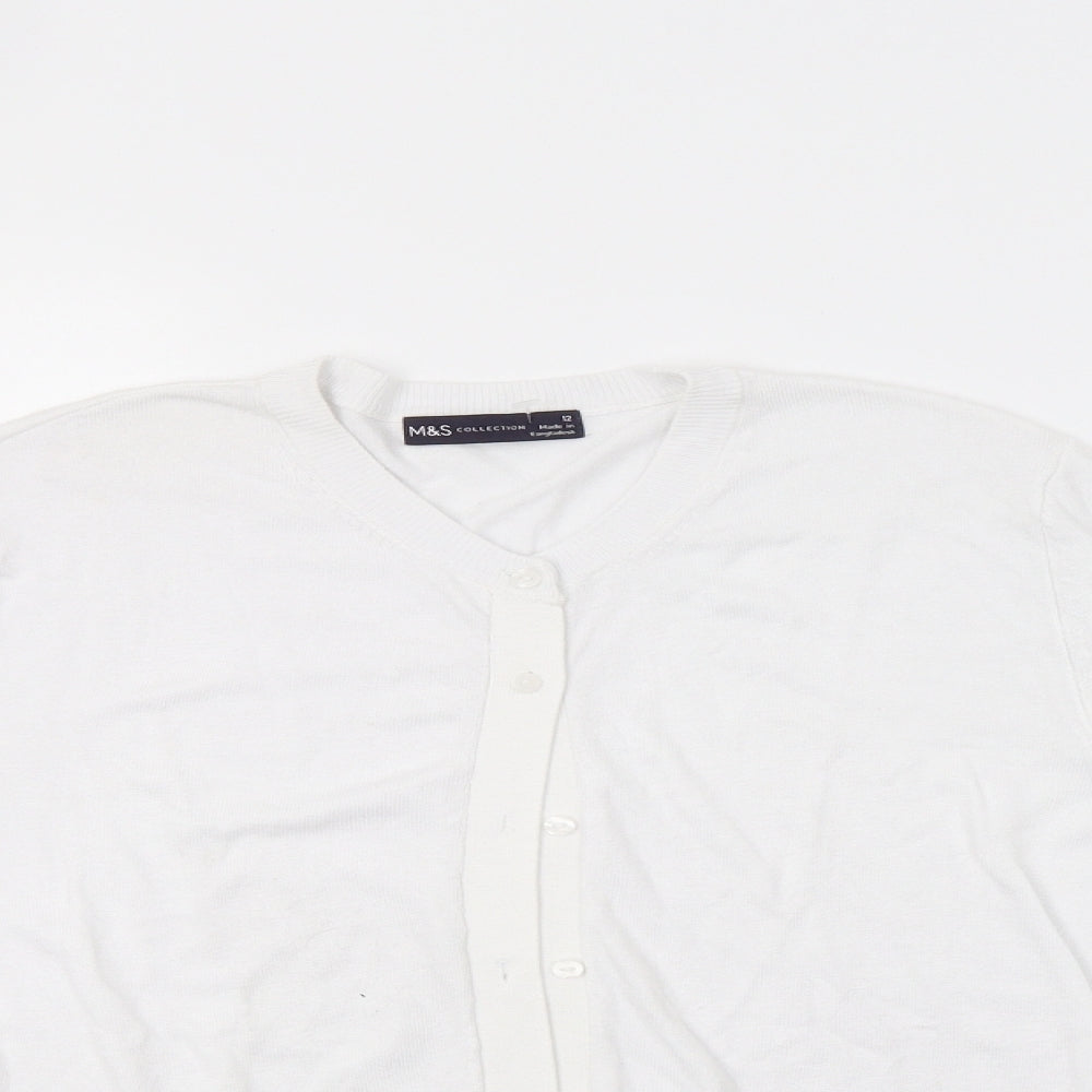 M&S Womens White   Cardigan Jumper Size 12