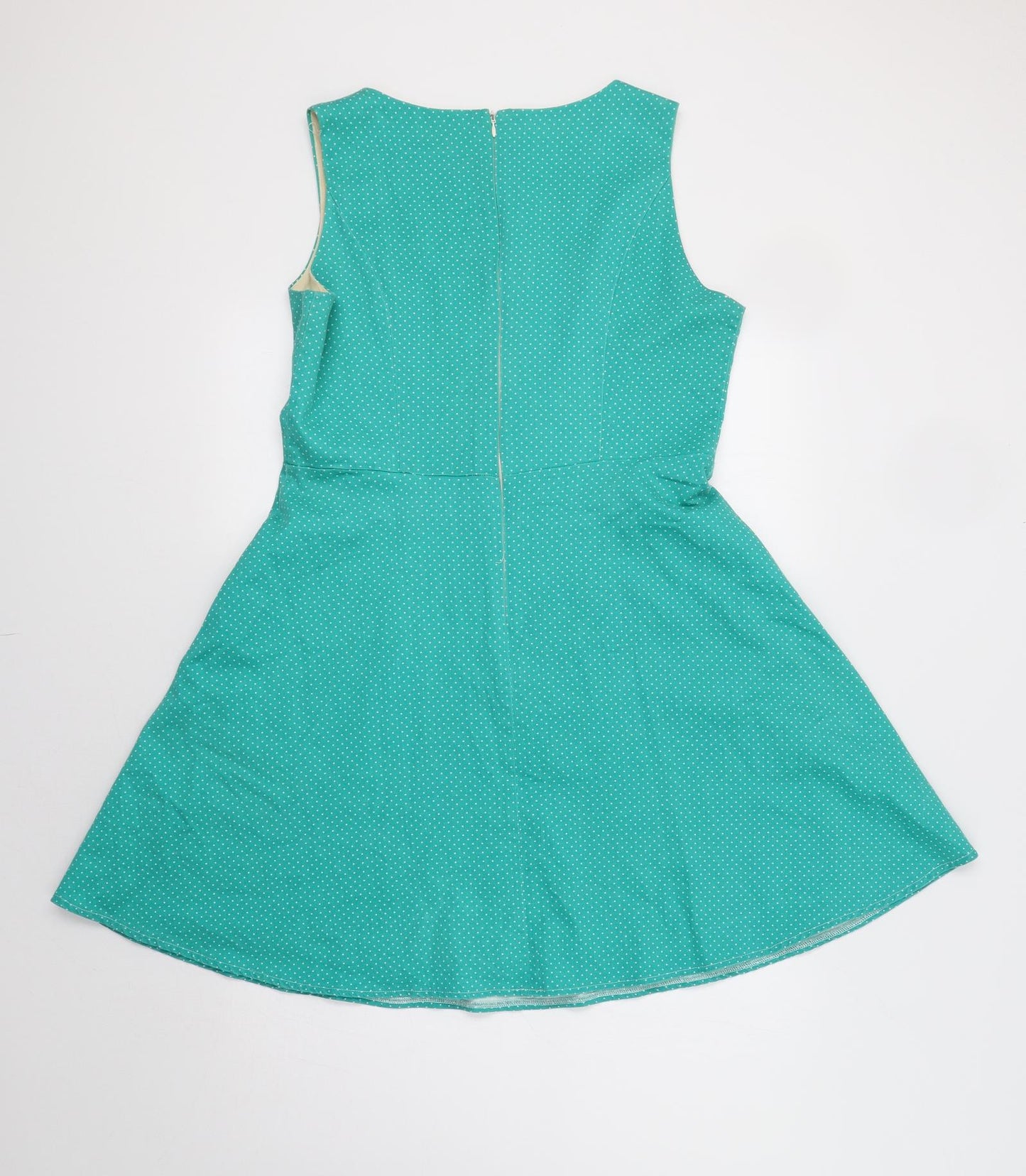 Cutie Womens Green Polka Dot  Fit & Flare  Size 14