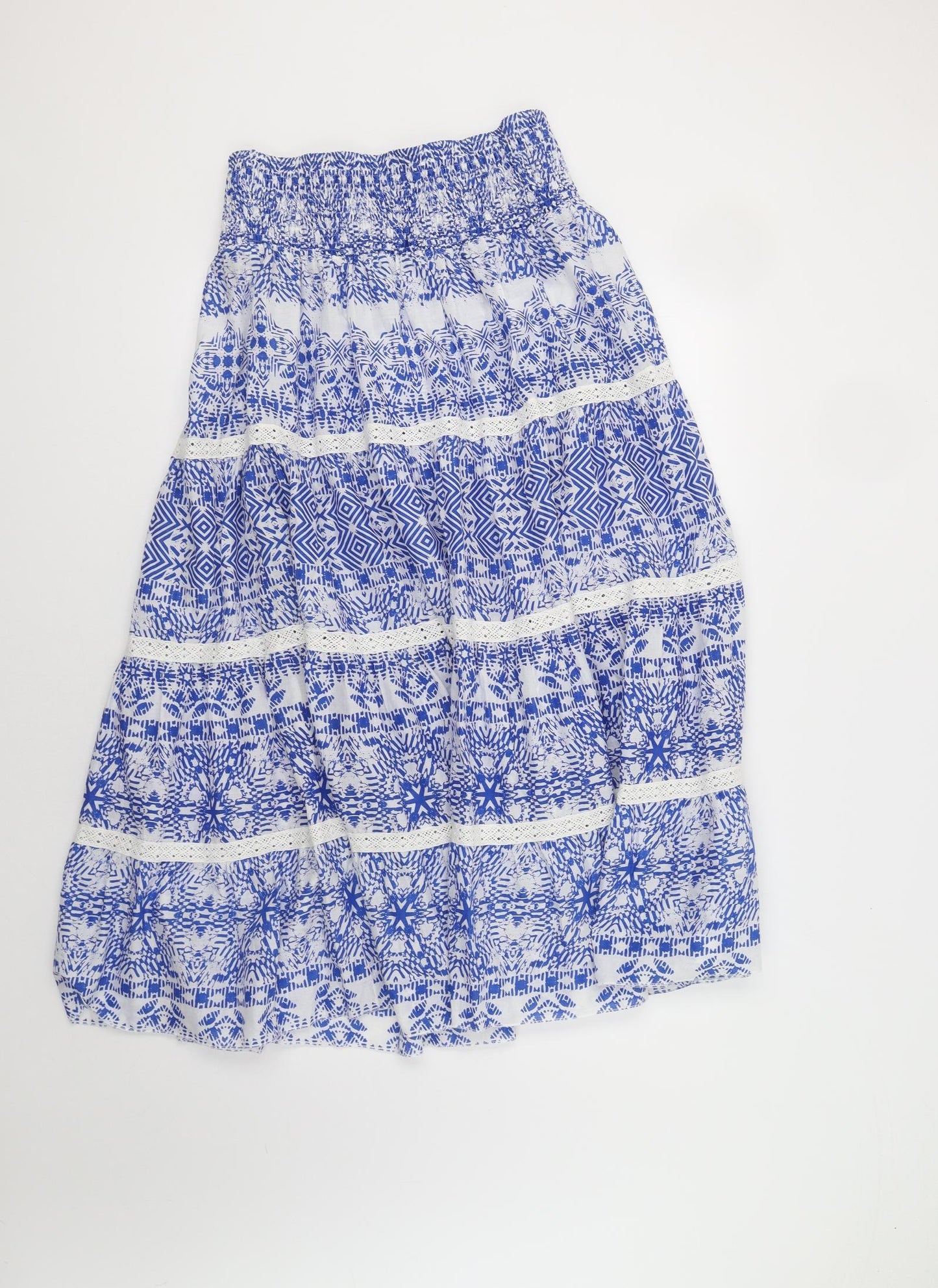 Anthology Womens Blue Geometric  A-Line Skirt Size 14