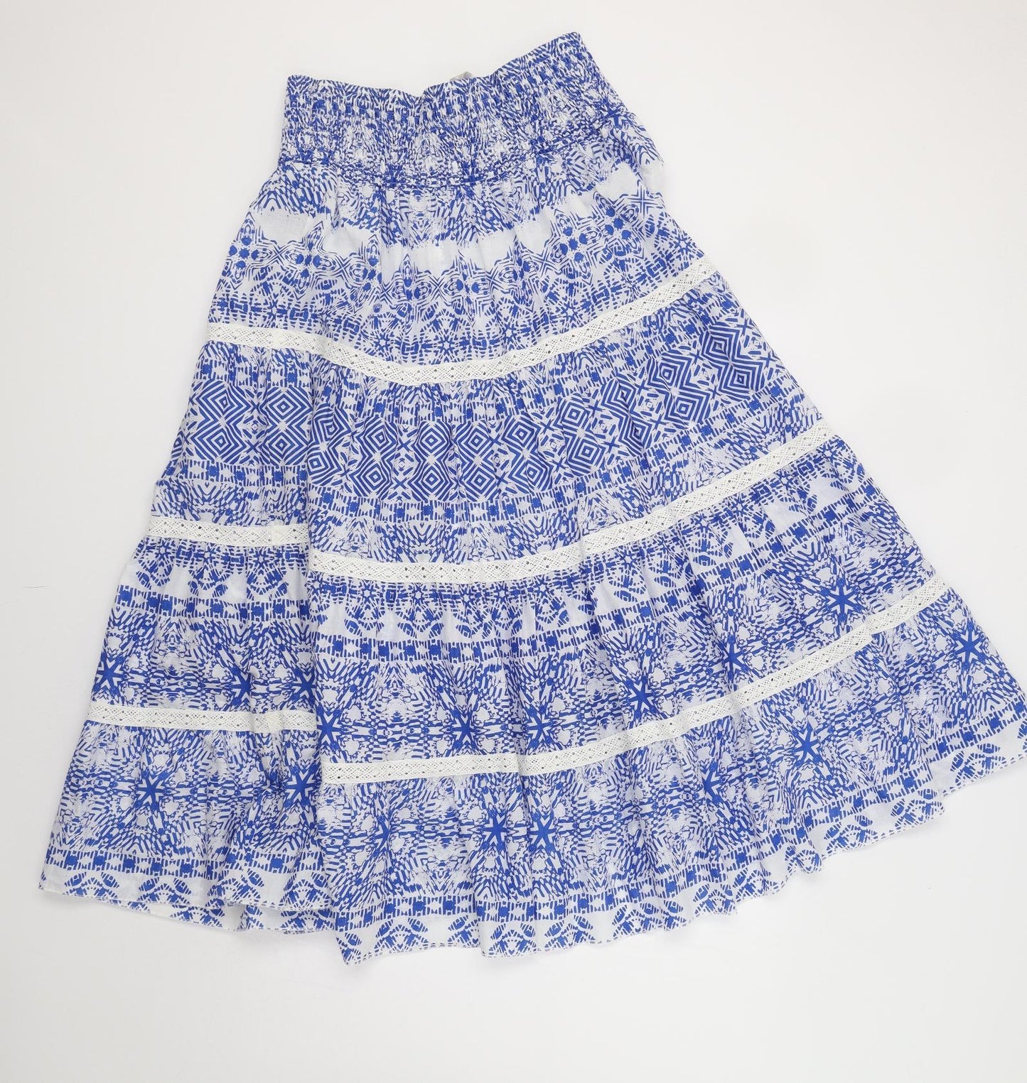 Anthology Womens Blue Geometric  A-Line Skirt Size 14