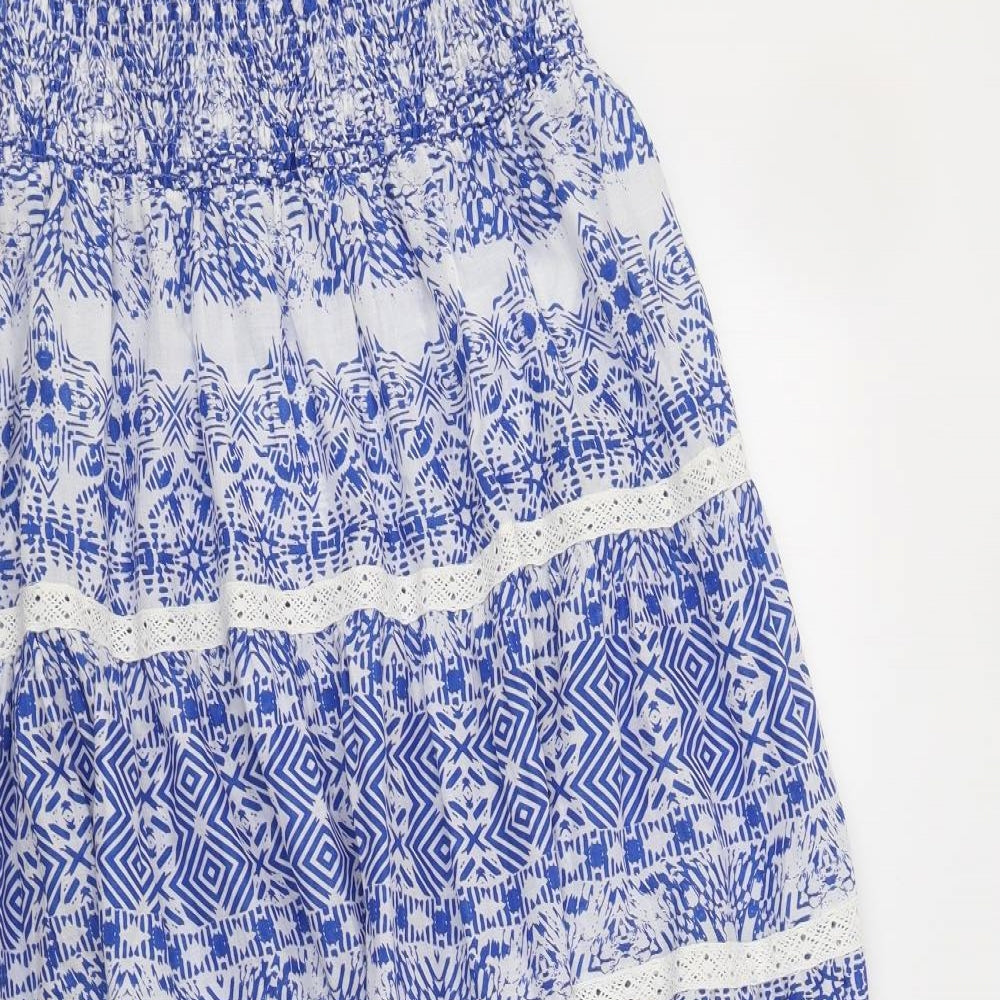 Anthology Womens Blue Geometric  A-Line Skirt Size 14