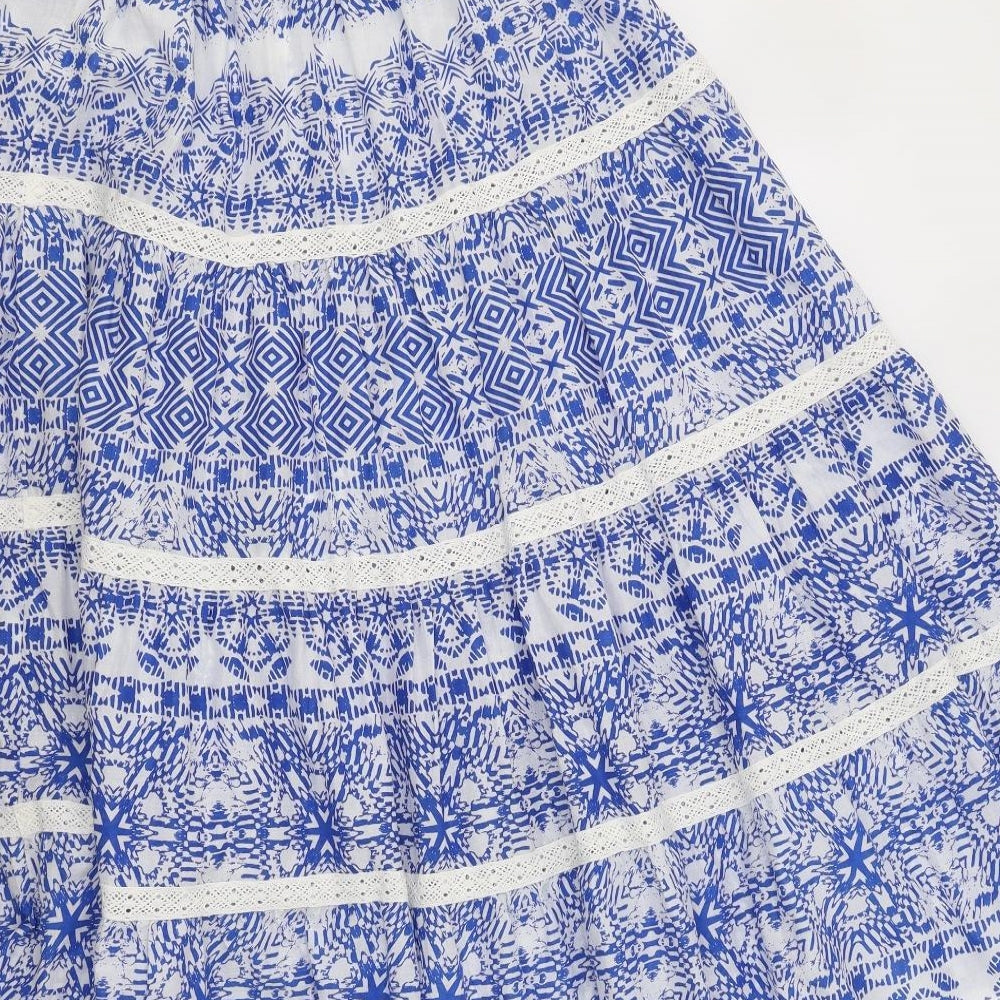 Anthology Womens Blue Geometric  A-Line Skirt Size 14