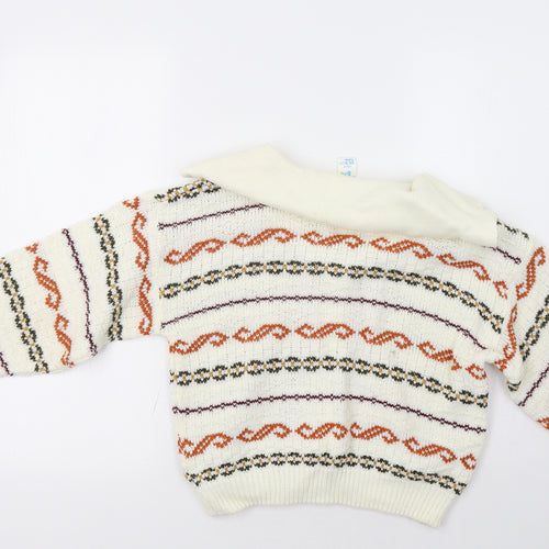 Tammy Girl Girls Ivory Geometric  Cardigan Jumper Size 12 Years