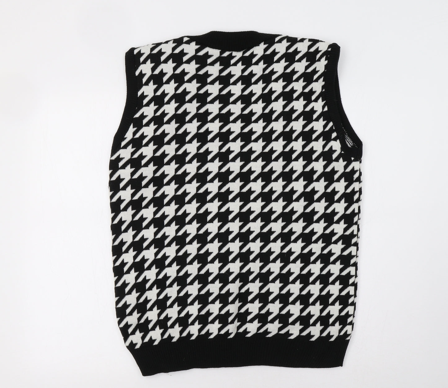 Boohoo Womens Black Houndstooth  Vest Jumper Size M