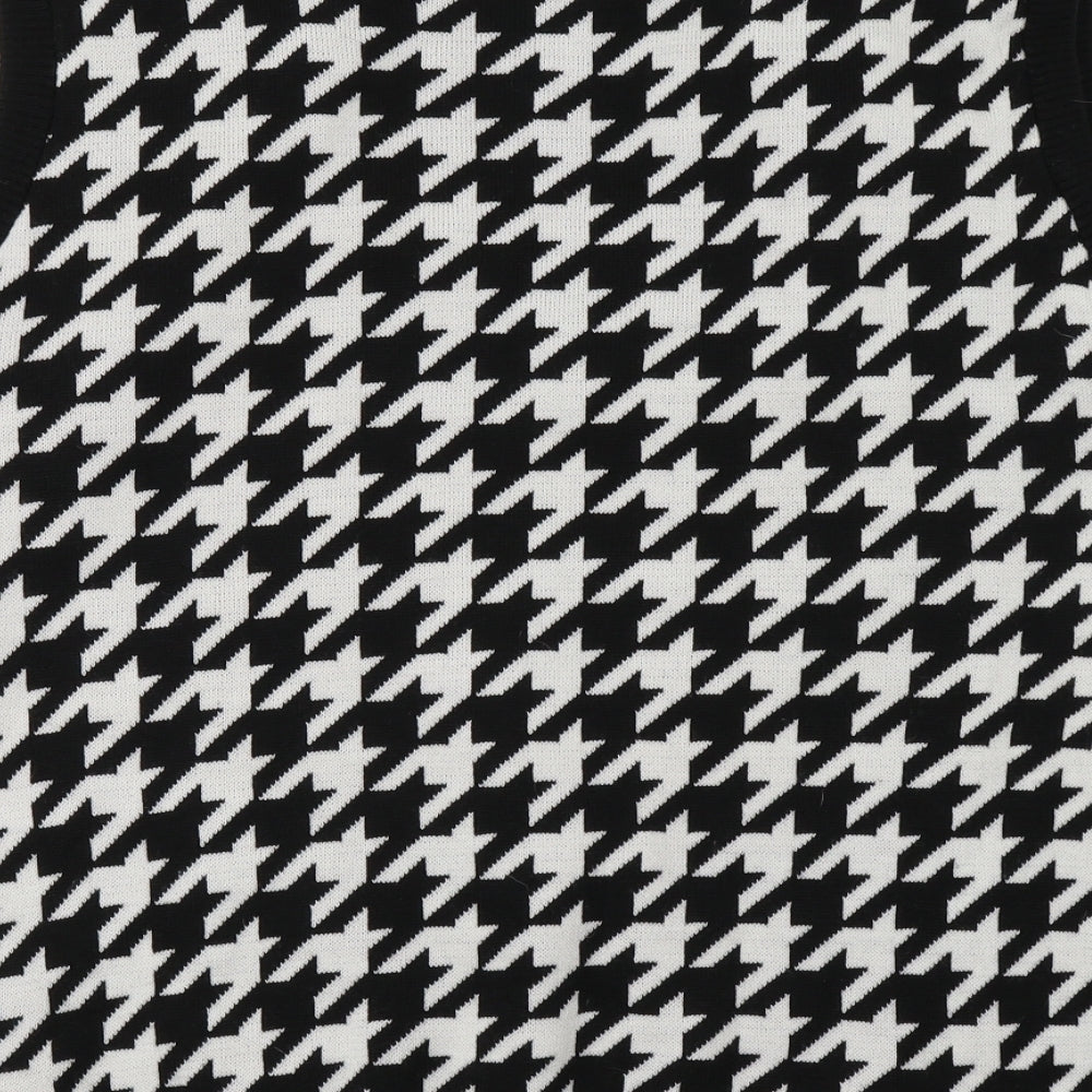 Boohoo Womens Black Houndstooth  Vest Jumper Size M