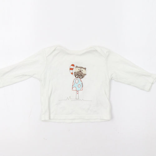 M&S Baby White   Basic Polo Size 3-6 Months  - Racoon