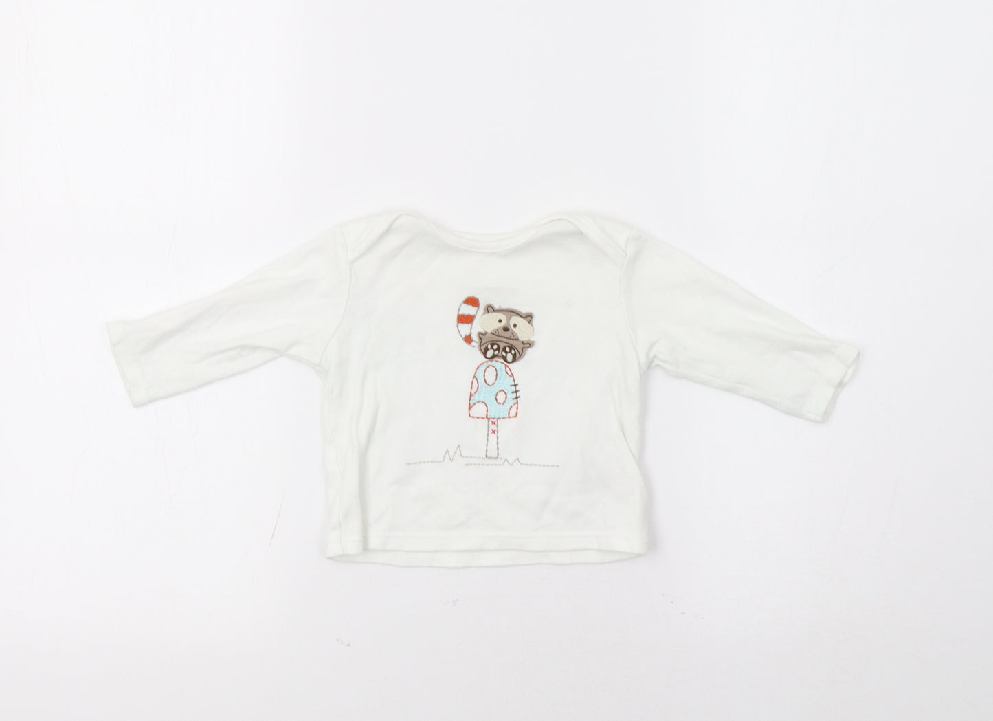 M&S Baby White   Basic Polo Size 3-6 Months  - Racoon