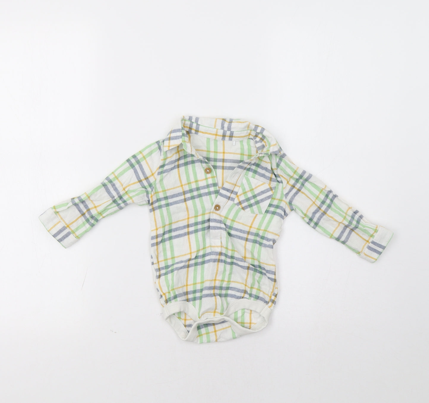 TU Baby Green Check  Romper One-Piece Size 6-9 Months