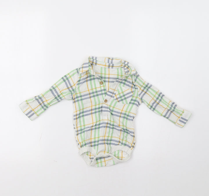 TU Baby Green Check  Romper One-Piece Size 6-9 Months