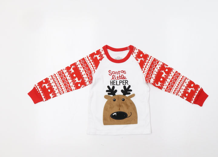 Preworn Girls Red Fair Isle Basic T-Shirt Size 2-3 Years - Rudolph Christmas