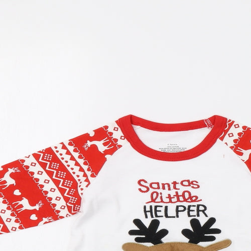 Preworn Girls Red Fair Isle  Basic T-Shirt Size 2-3 Years  - Rudolph Christmas