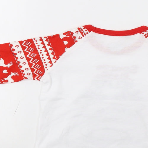 Preworn Girls Red Fair Isle  Basic T-Shirt Size 2-3 Years  - Rudolph Christmas