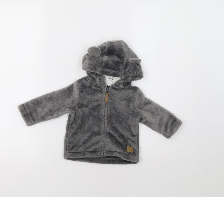 F&F Baby Grey   Jacket  Size 3-6 Months  - Bear Hood