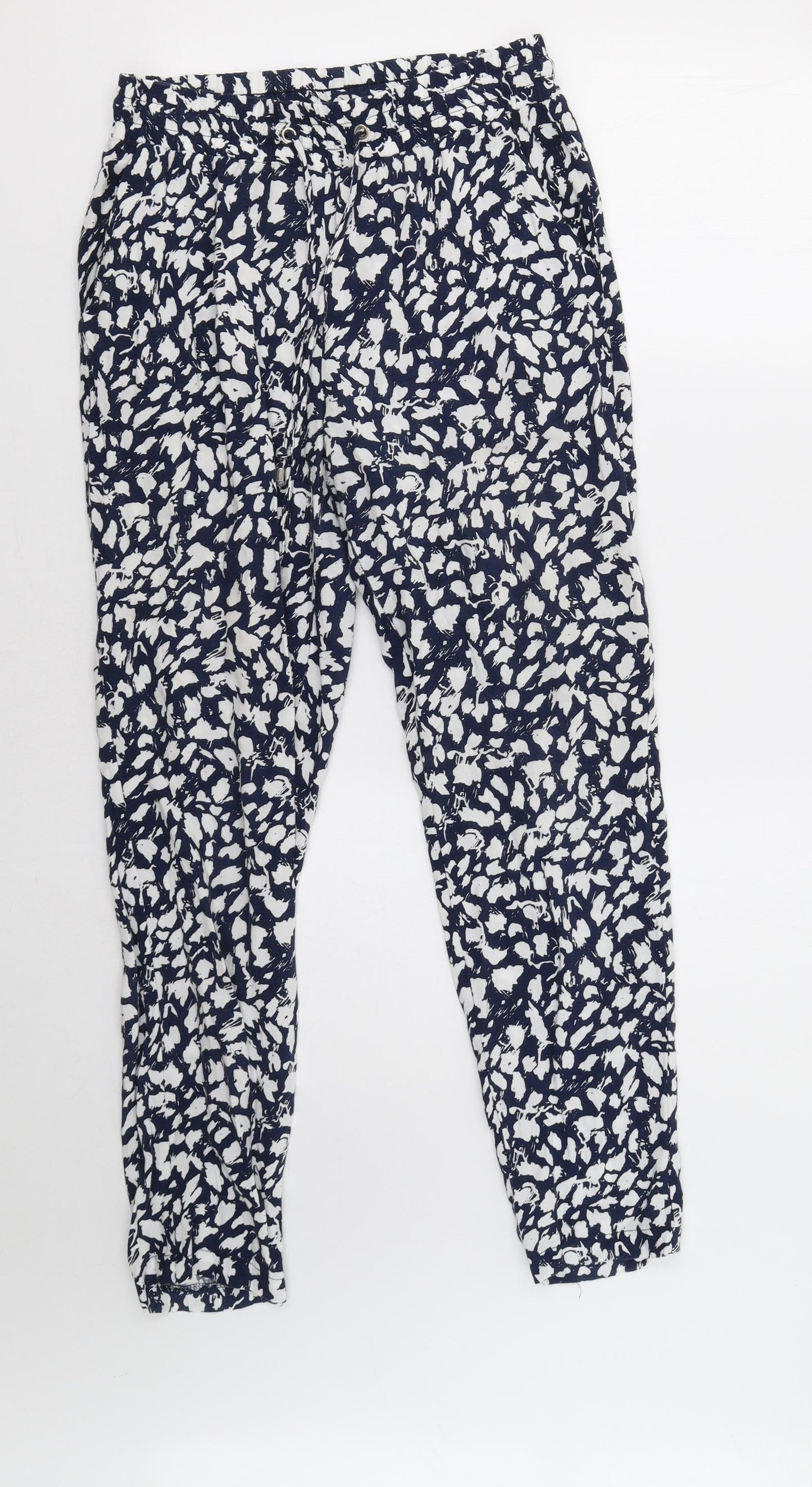 Papaya Womens Blue Geometric  Trousers  Size 8 L28 in