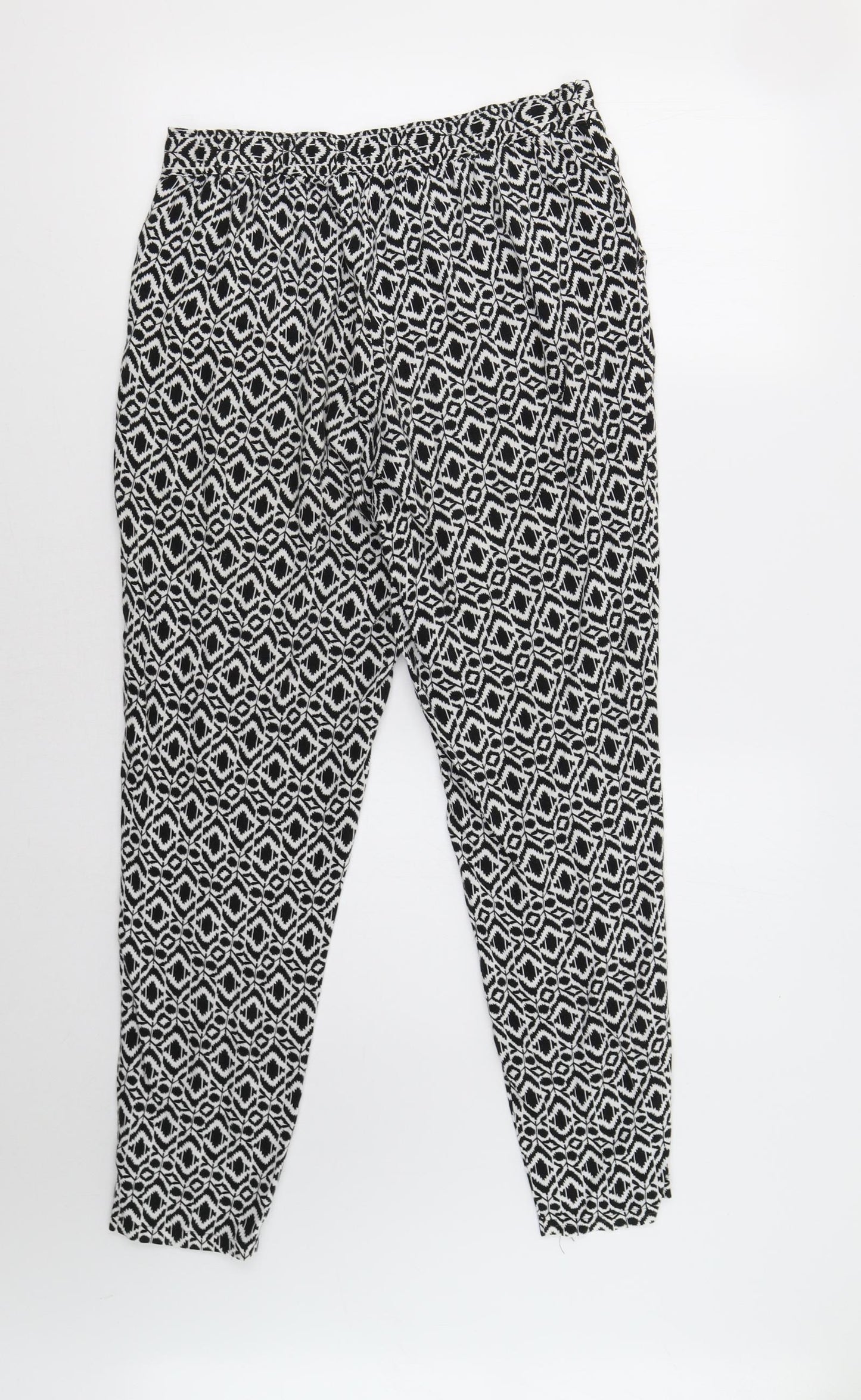 Papaya Womens Black Geometric  Trousers  Size 8 L29 in