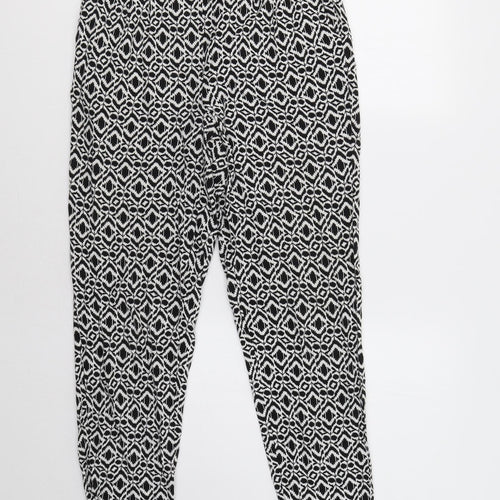 Papaya Womens Black Geometric  Trousers  Size 8 L29 in