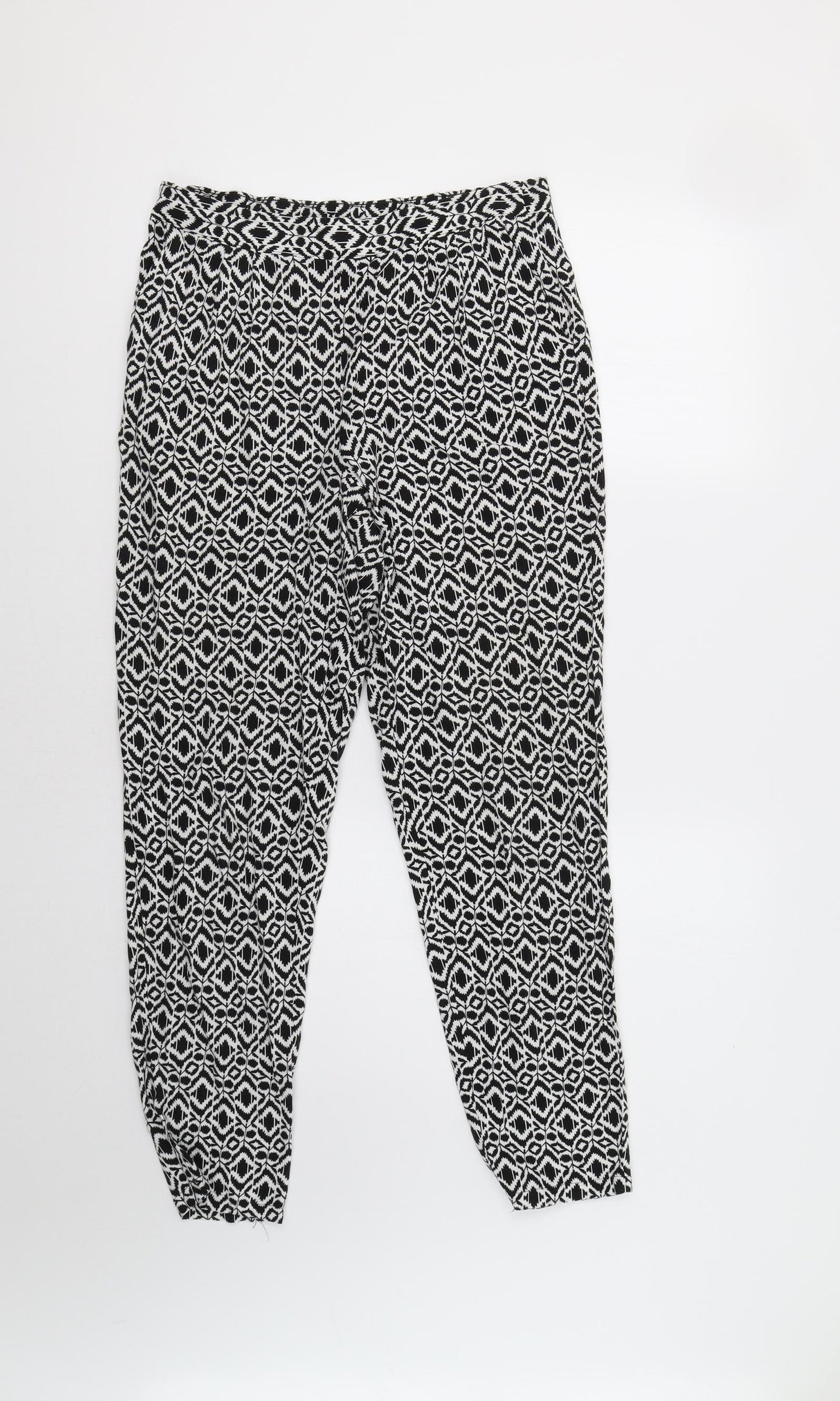 Papaya Womens Black Geometric  Trousers  Size 8 L29 in