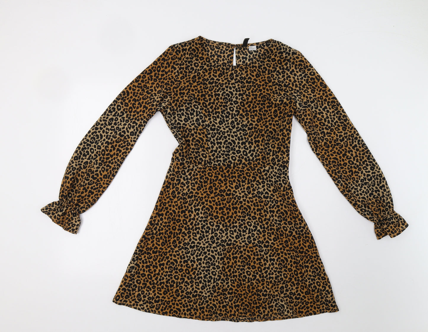 H&M Womens Brown Animal Print  Fit & Flare  Size 10