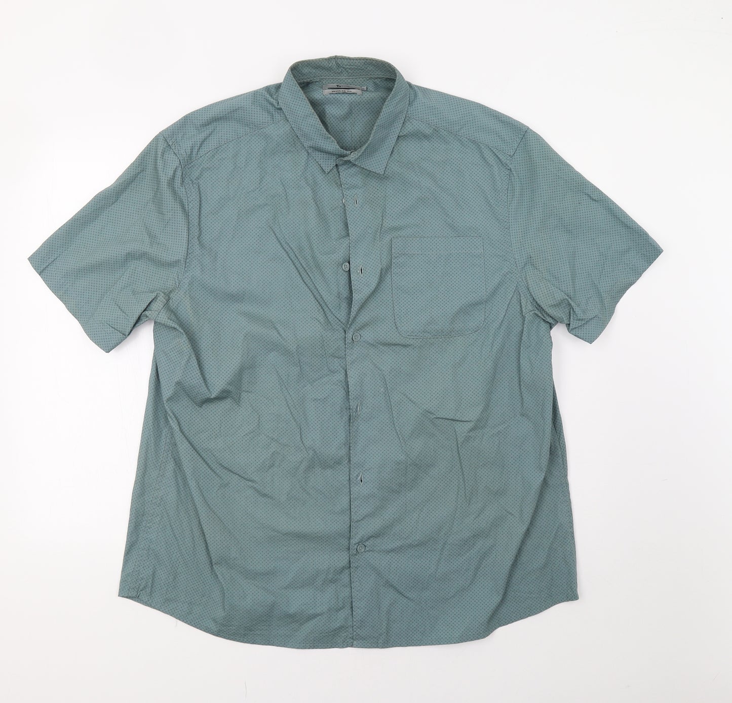 TU Mens Green Geometric   Button-Up Size XL