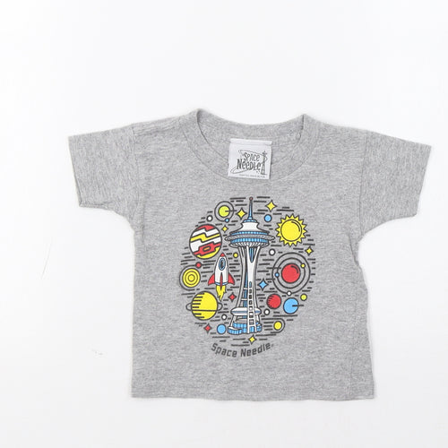 Space Needle Baby Grey   Basic T-Shirt Size 12 Months  - Rocket