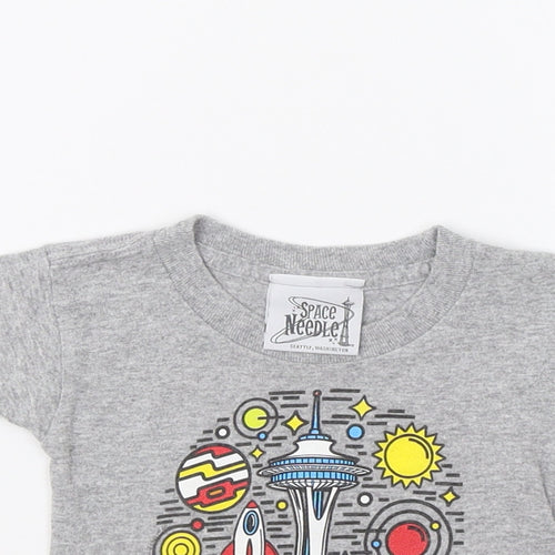 Space Needle Baby Grey   Basic T-Shirt Size 12 Months  - Rocket