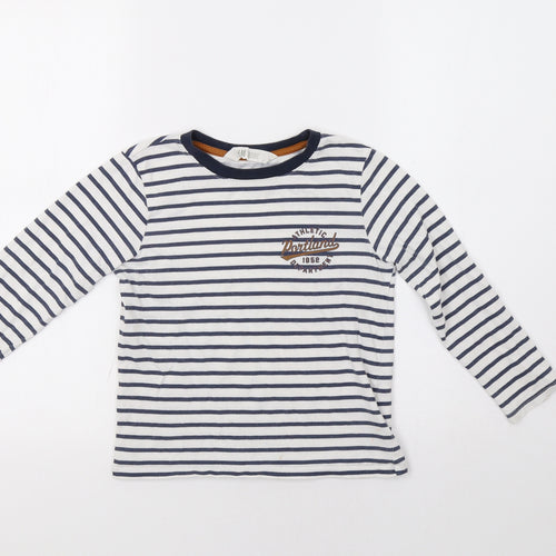 H&M Girls White Striped  Basic T-Shirt Size 5-6 Years