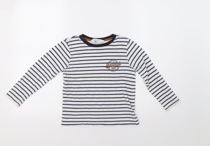 H&M Girls White Striped Basic T-Shirt Size 5-6 Years