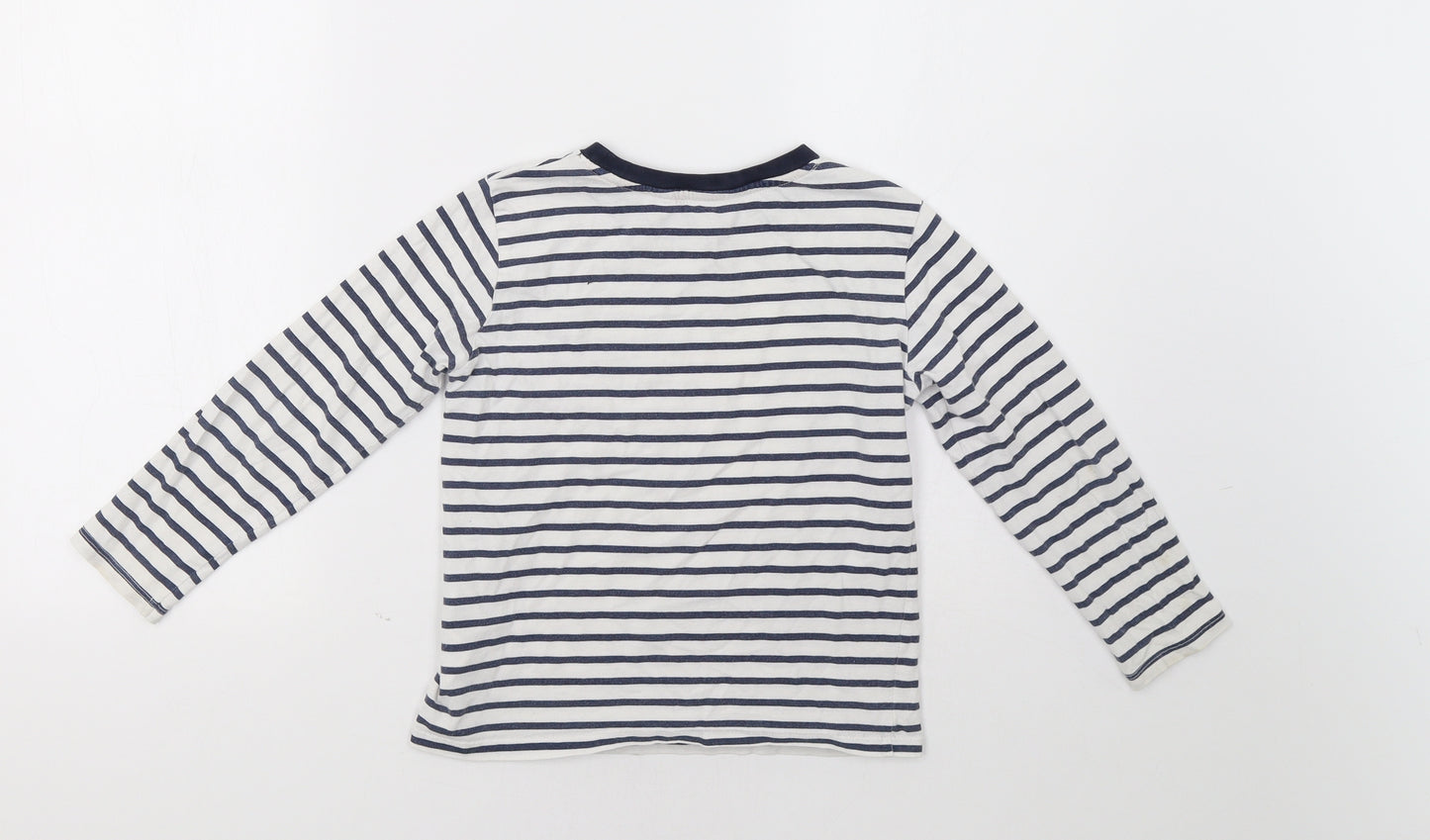 H&M Girls White Striped  Basic T-Shirt Size 5-6 Years