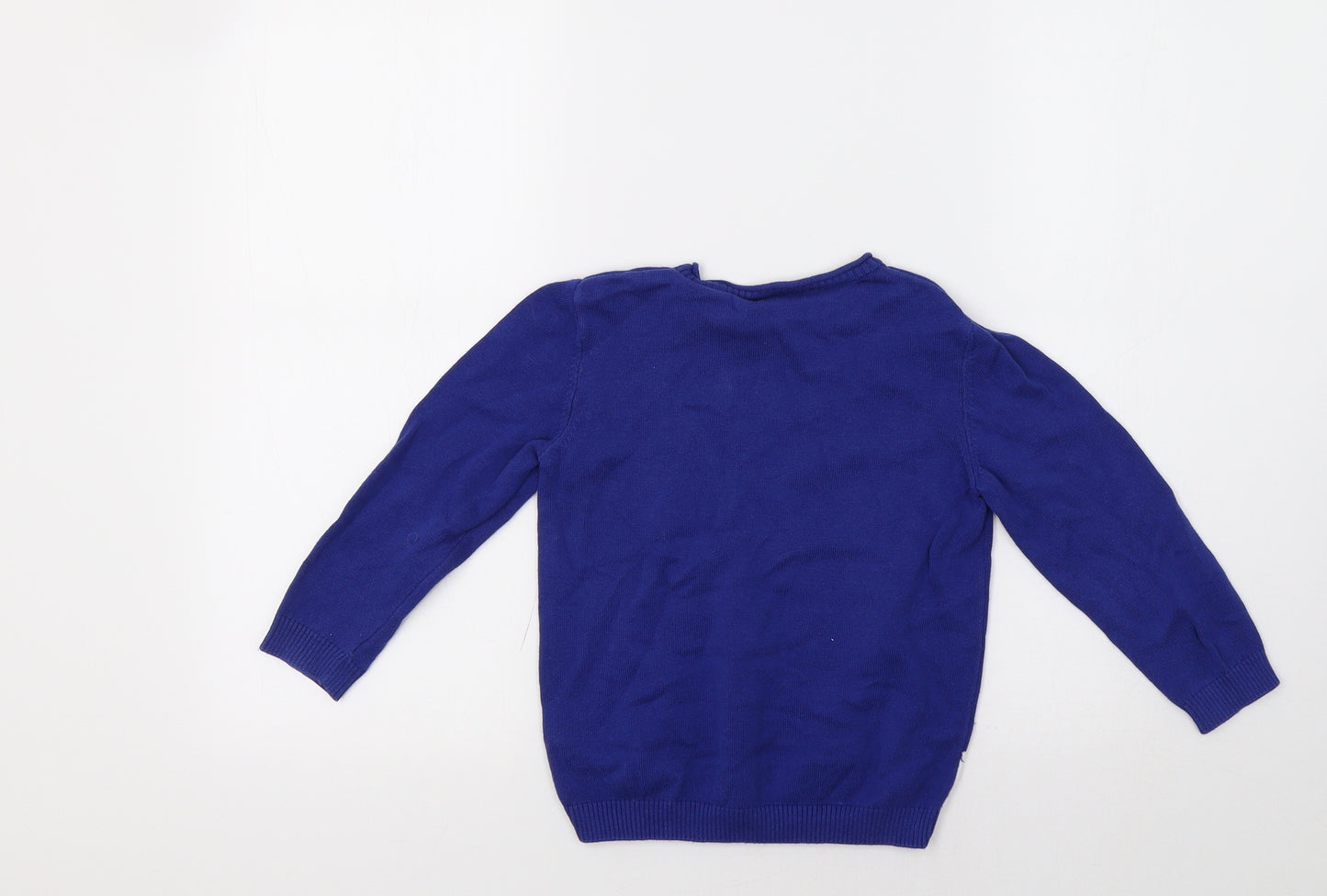 M&S Girls Blue   Pullover Jumper Size 4-5 Years  - Christmas Tree