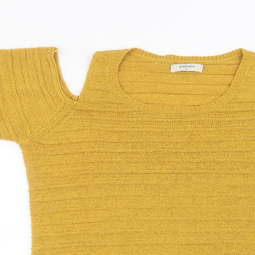 Papaya Womens Yellow   Basic T-Shirt Size 12