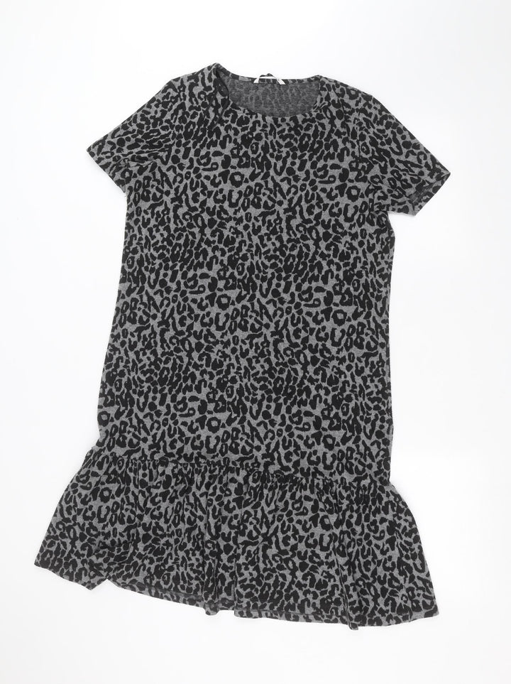 TU Womens Grey Animal Print A-Line Size 10