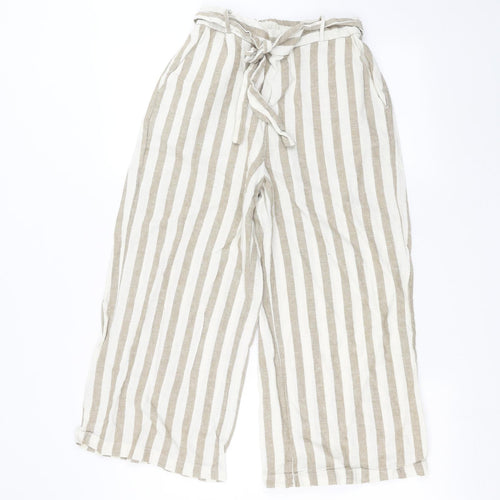 New Look Womens White Striped  Trousers  Size 10 L22 in