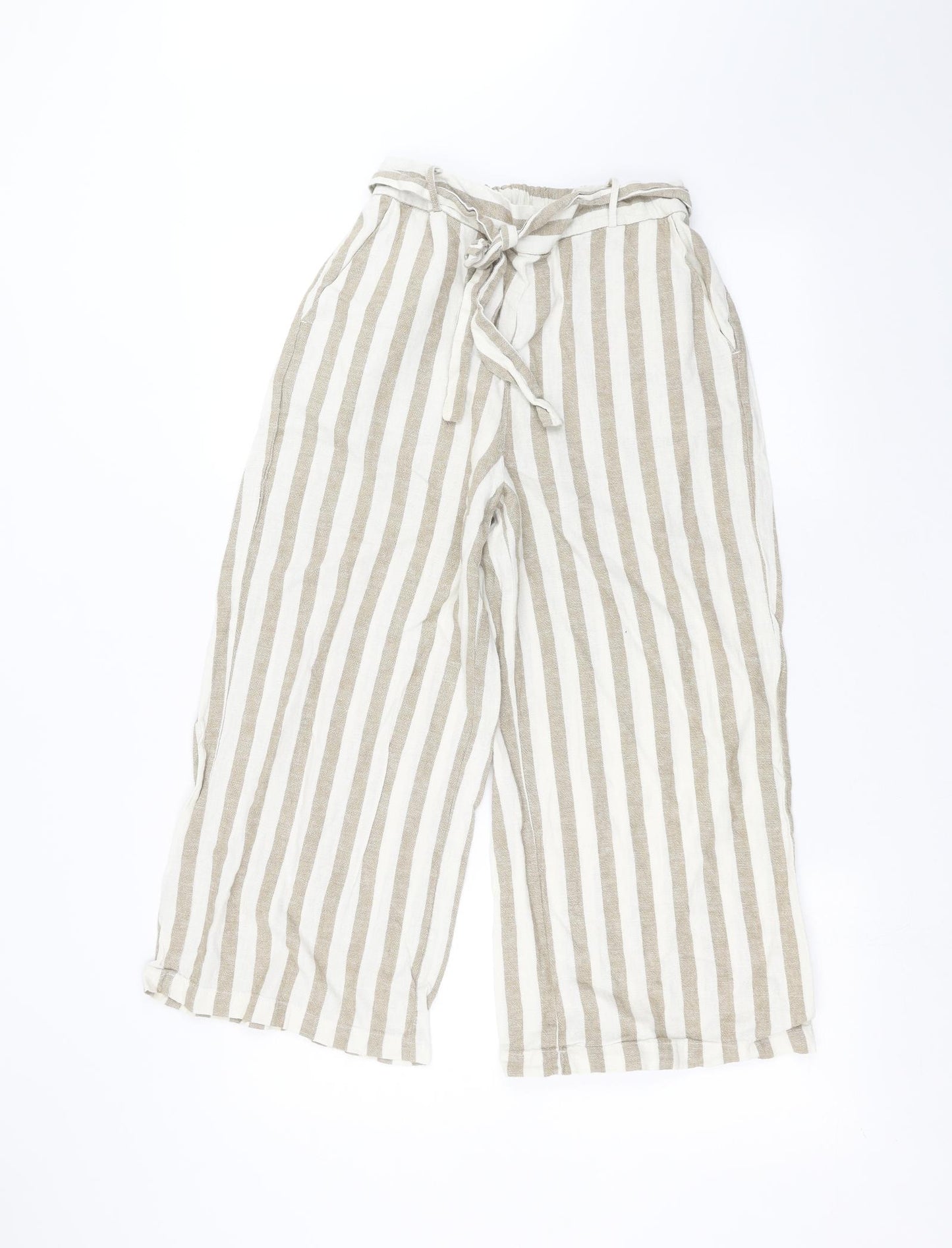 New Look Womens White Striped  Trousers  Size 10 L22 in