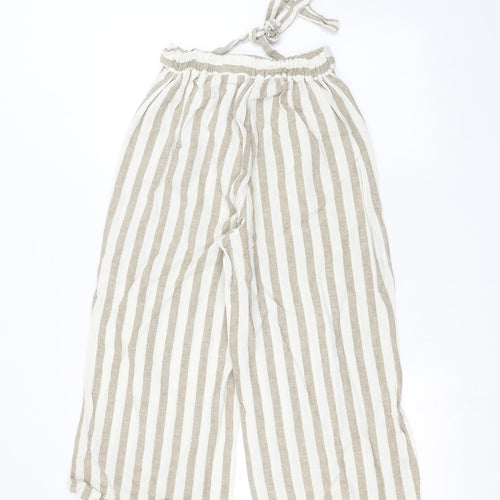 New Look Womens White Striped  Trousers  Size 10 L22 in