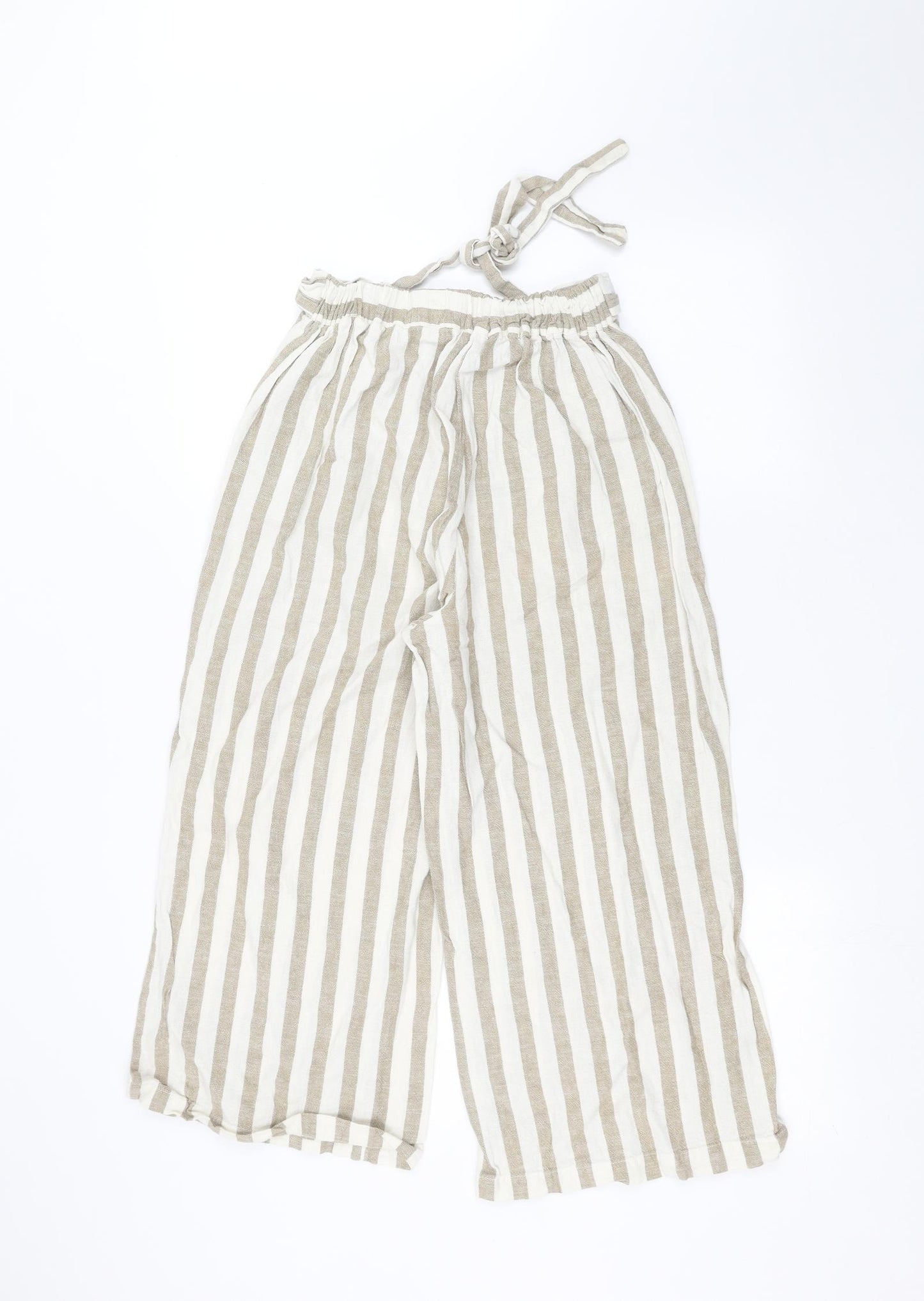 New Look Womens White Striped  Trousers  Size 10 L22 in