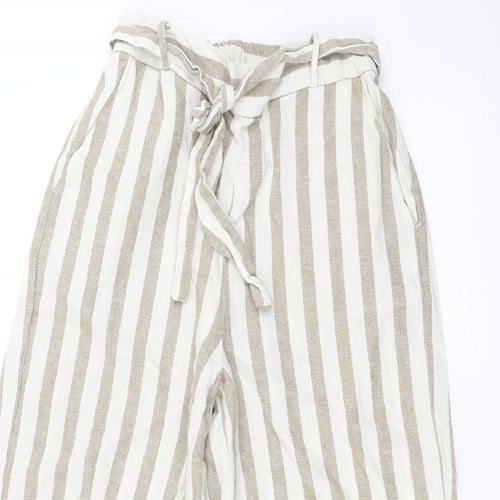 New Look Womens White Striped  Trousers  Size 10 L22 in