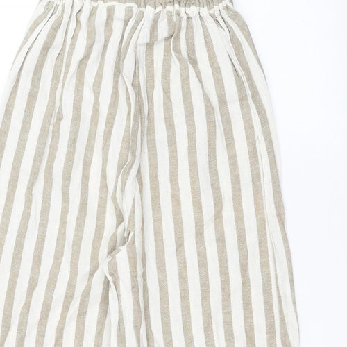 New Look Womens White Striped  Trousers  Size 10 L22 in