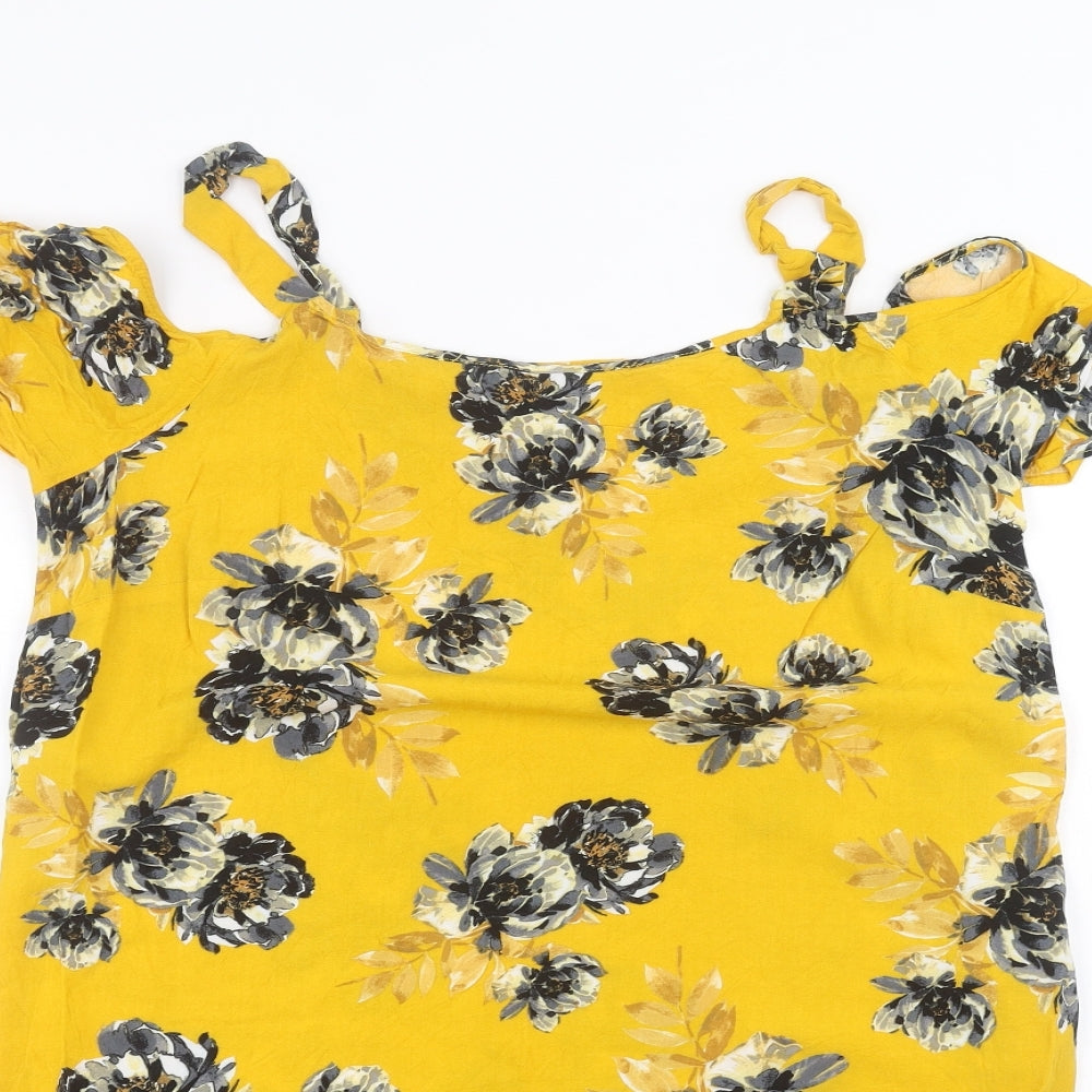 Papaya Womens Yellow Floral  Basic Blouse Size 16