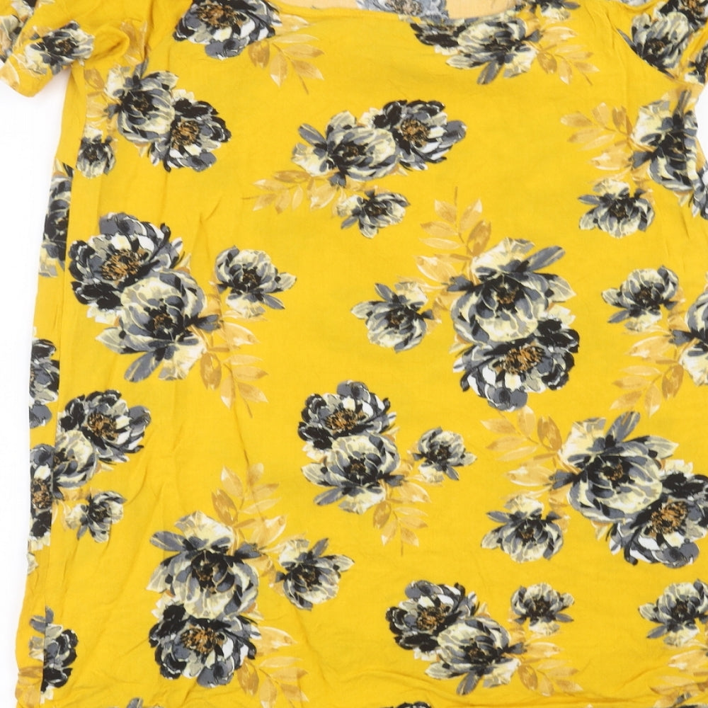 Papaya Womens Yellow Floral  Basic Blouse Size 16