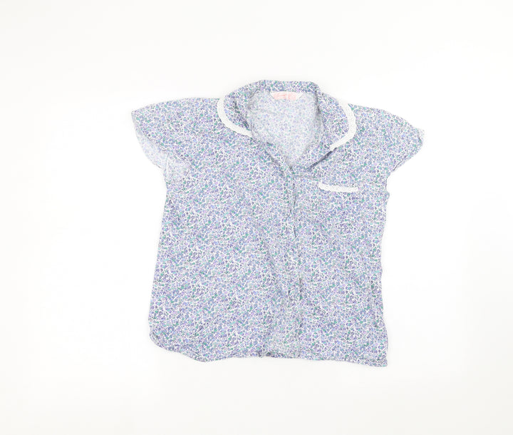Secret Womens Blue Floral  Basic Button-Up Size S