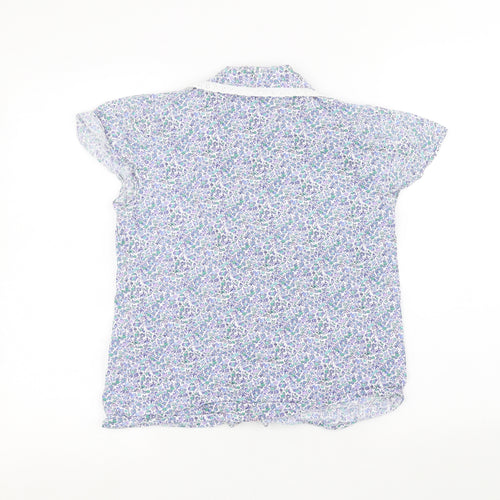 Secret Womens Blue Floral  Basic Button-Up Size S